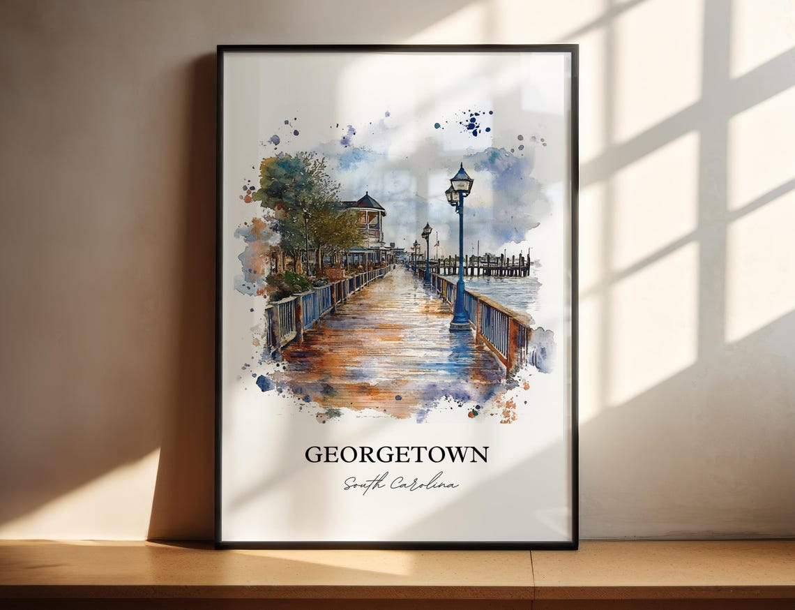 Georgetown South Carolina Charming Waterfront Boardwalk Art Poster