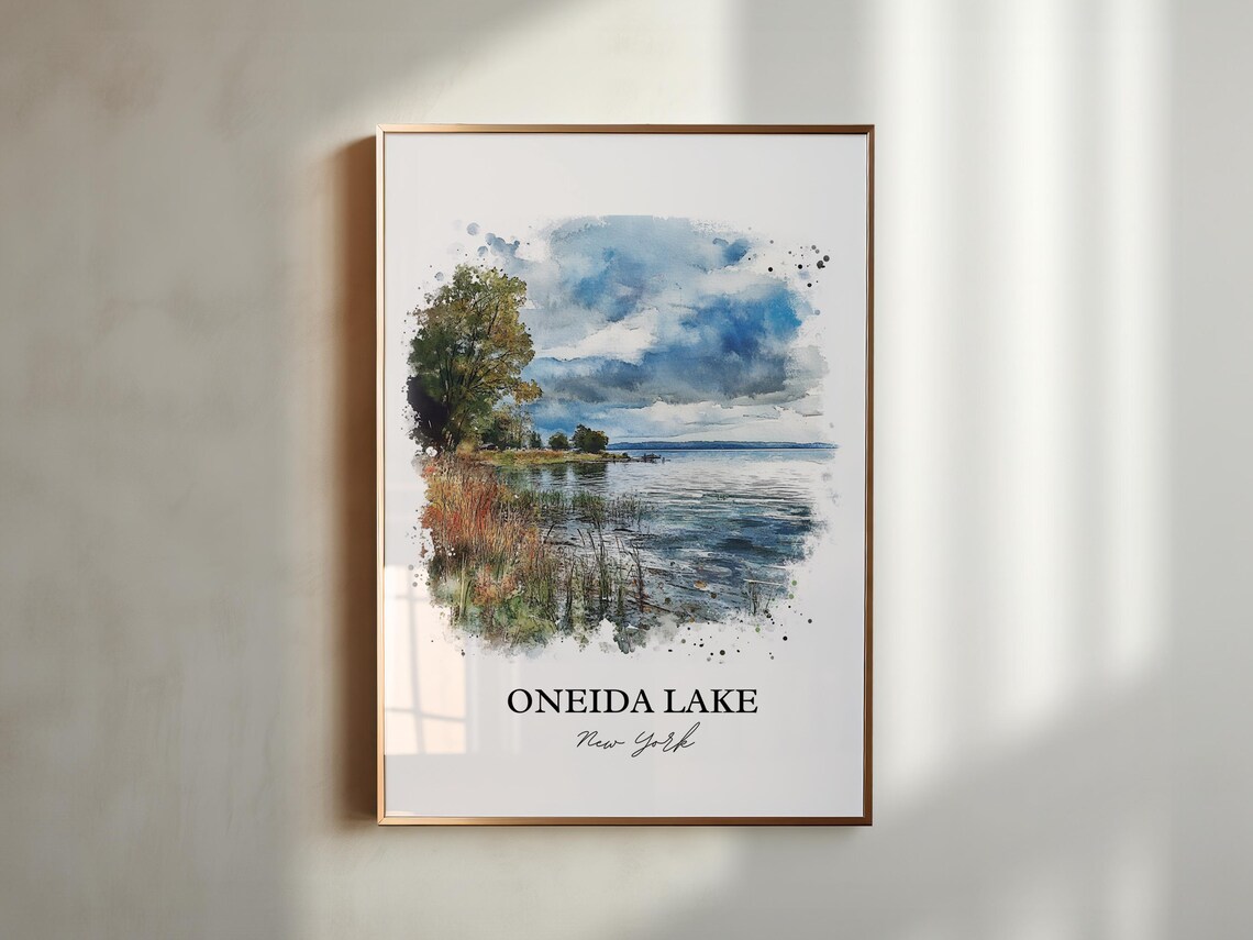 Oneida Lake New York Grassy Lakeshore Watercolor Lake Poster - Image 5