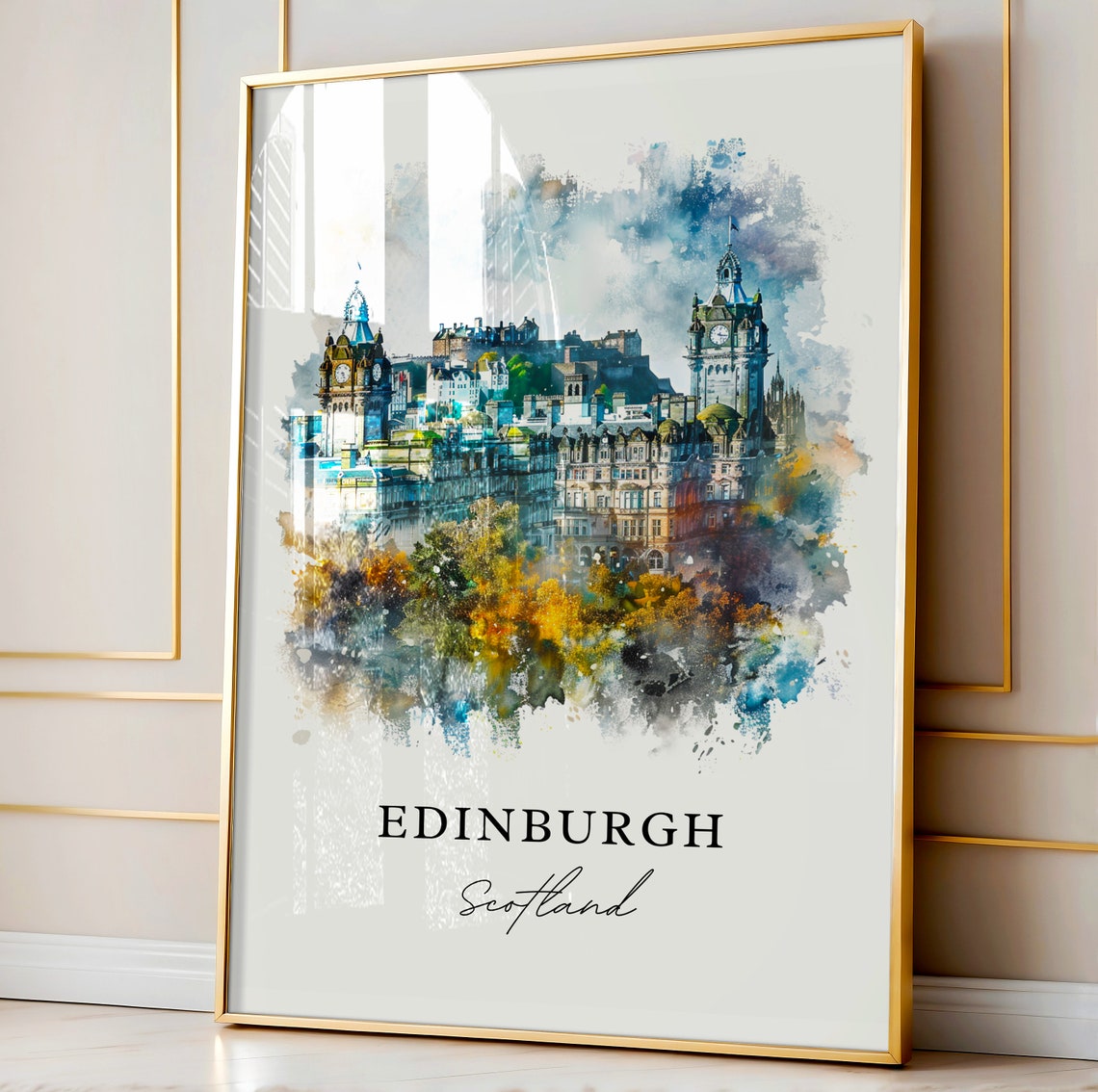 Edinburgh Watercolor Travel Poster, Scotland Wall Art - Image 4