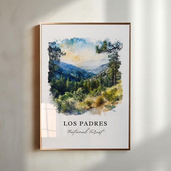 Los Padres National Forest Watercolor Pine Valley Mountain View Poster