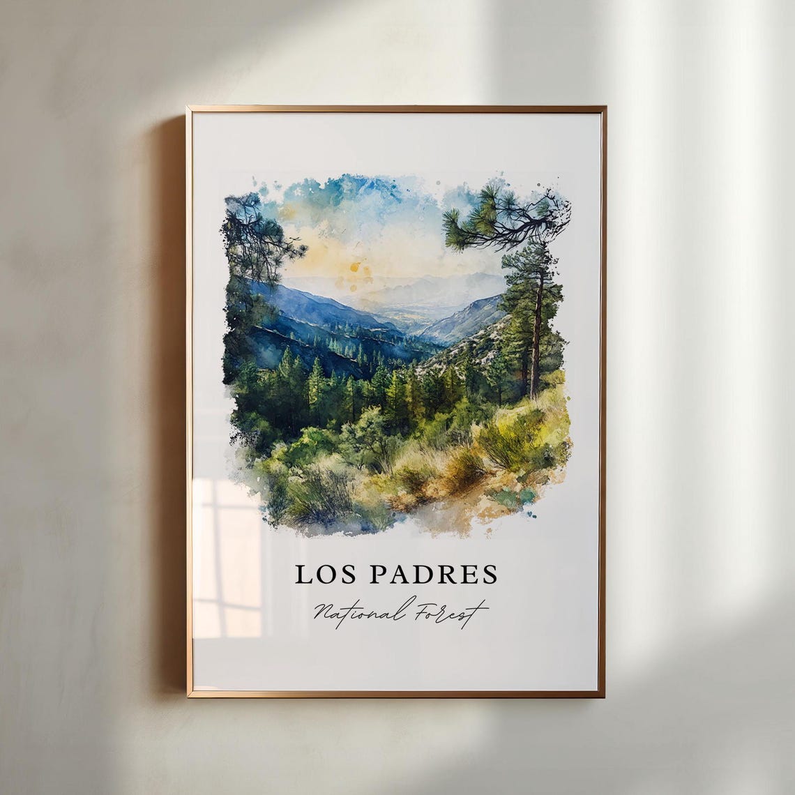 Los Padres National Forest Watercolor Pine Valley Mountain View Poster
