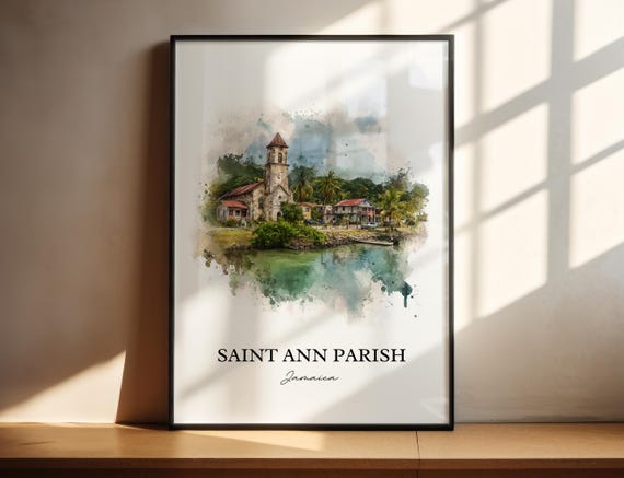 Saint Ann Parish Wall Art Jamaica Print Watercolor Gift St Travel Poster Housewarming