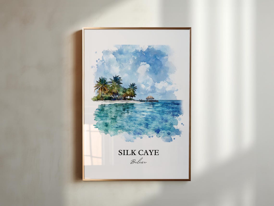 Silk Caye Wall Art Belize Print Watercolor Gift Travel Poster Housewarming - Image 5