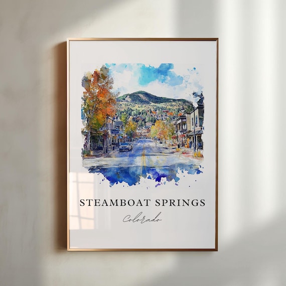 Steamboat Springs Yampa Valley Watercolor Travel Poster