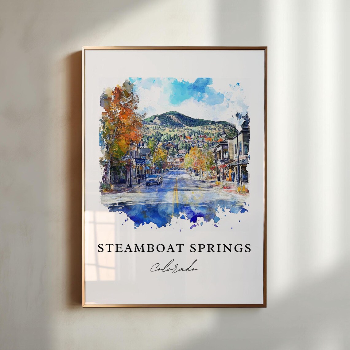 Steamboat Springs Yampa Valley Watercolor Travel Poster