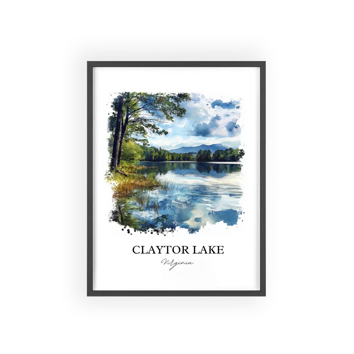 Claytor Lake Virginia Calm Water Pine Trees Mountain View Poster - Image 2