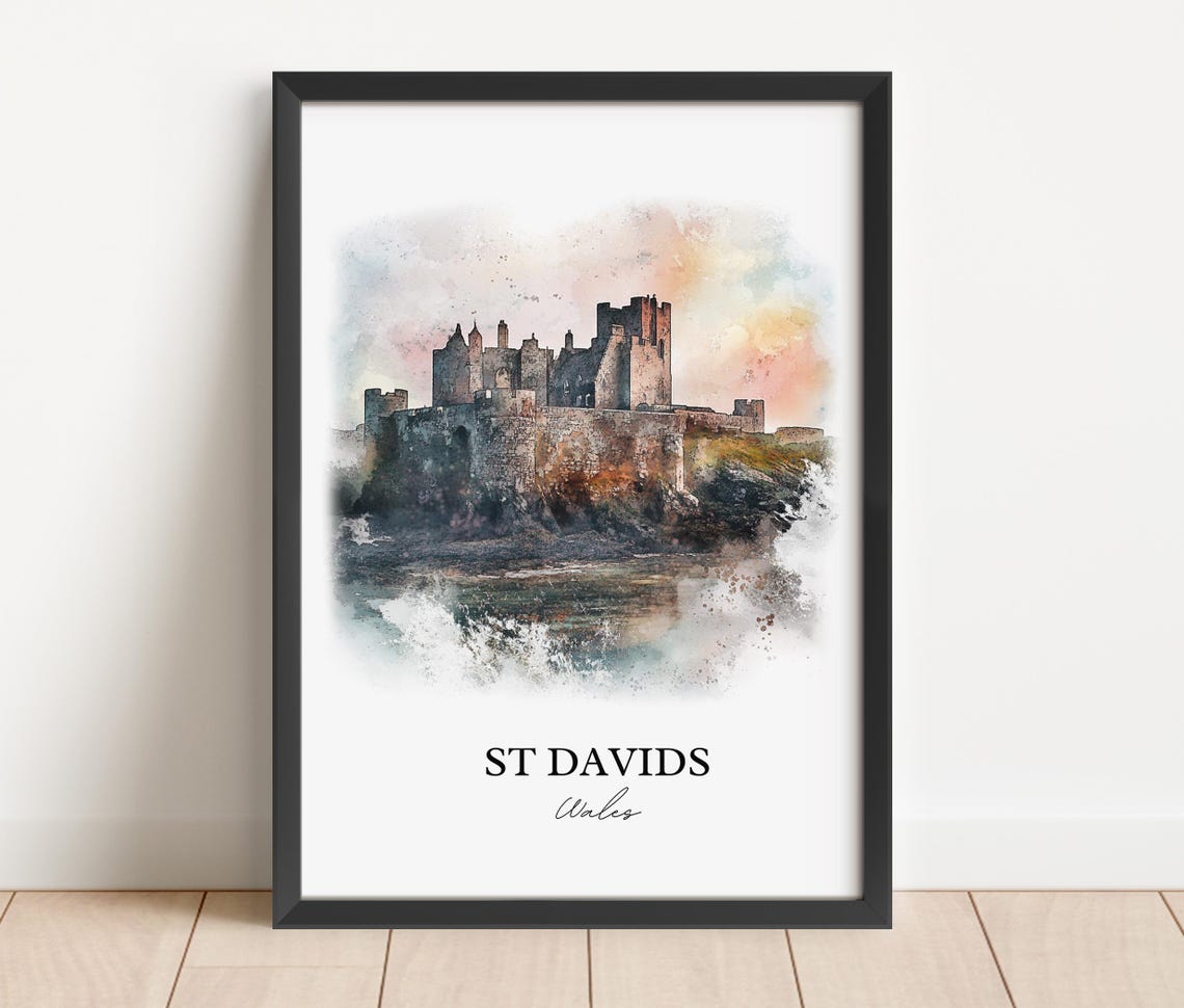 St Davids Wales Watercolor Travel Poster, Pembrokeshire - Image 2