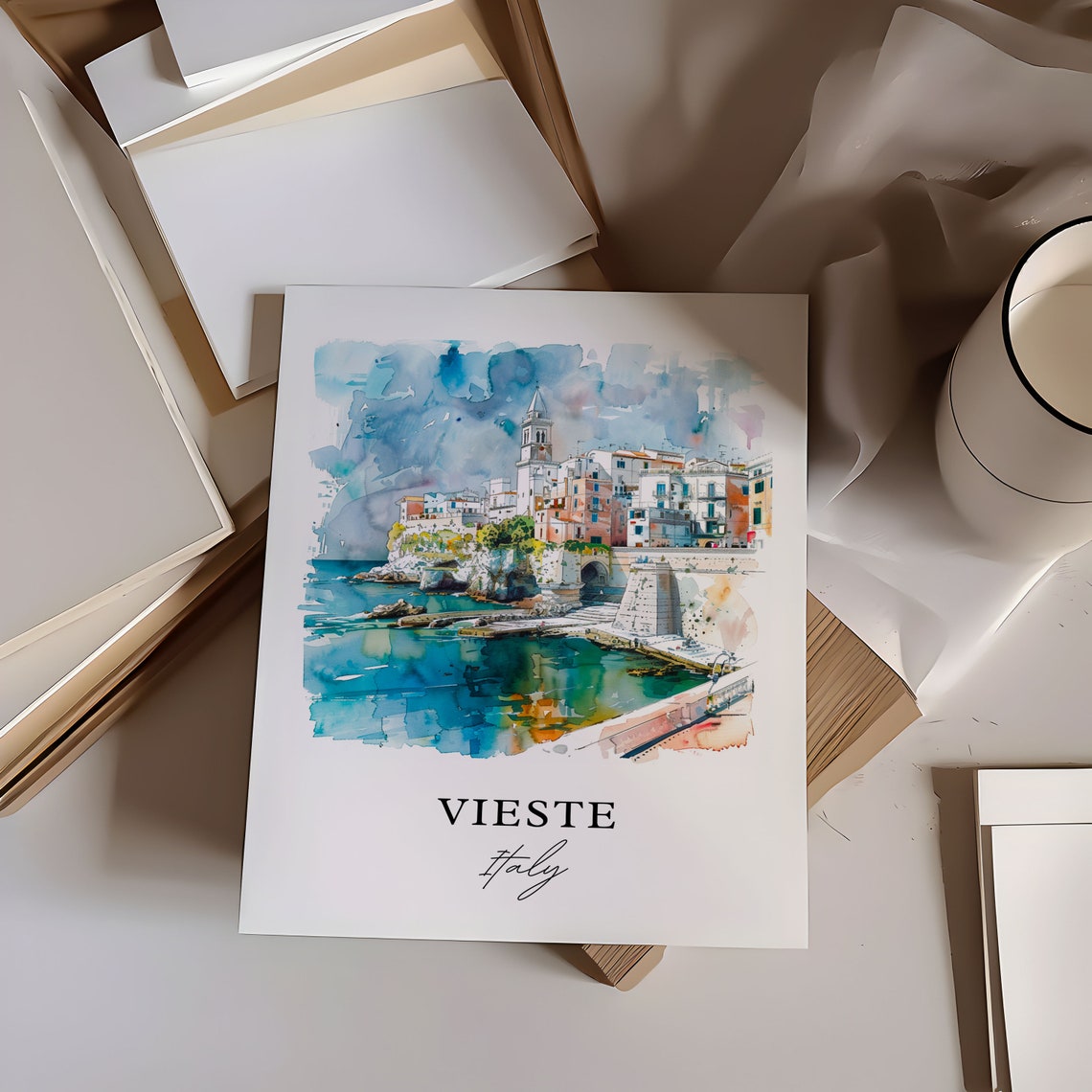 Vieste Italy Watercolor Travel Poster, Puglia - Image 6