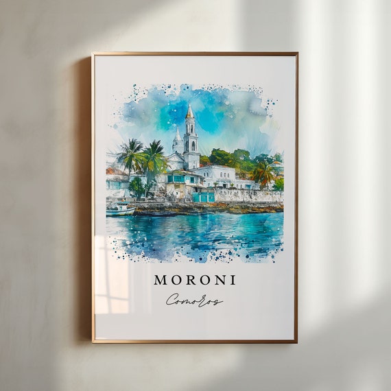 Moroni Comoros Wall Art Print Wedding Gift Birthday Present Custom Text Perfect