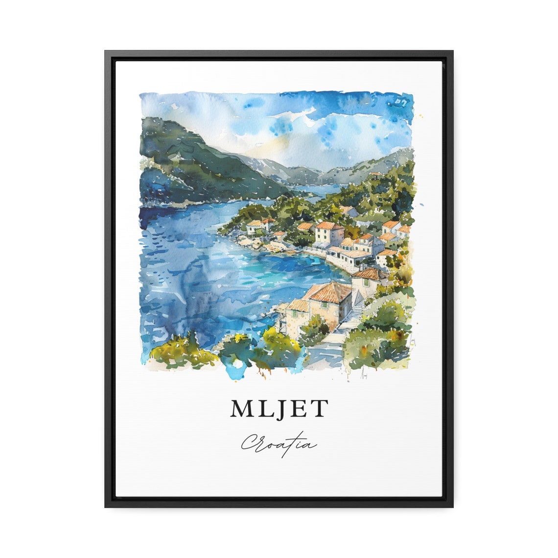 Mljet Croatia Island Bay Village Watercolor Adriatic Travel Poster - Image 2