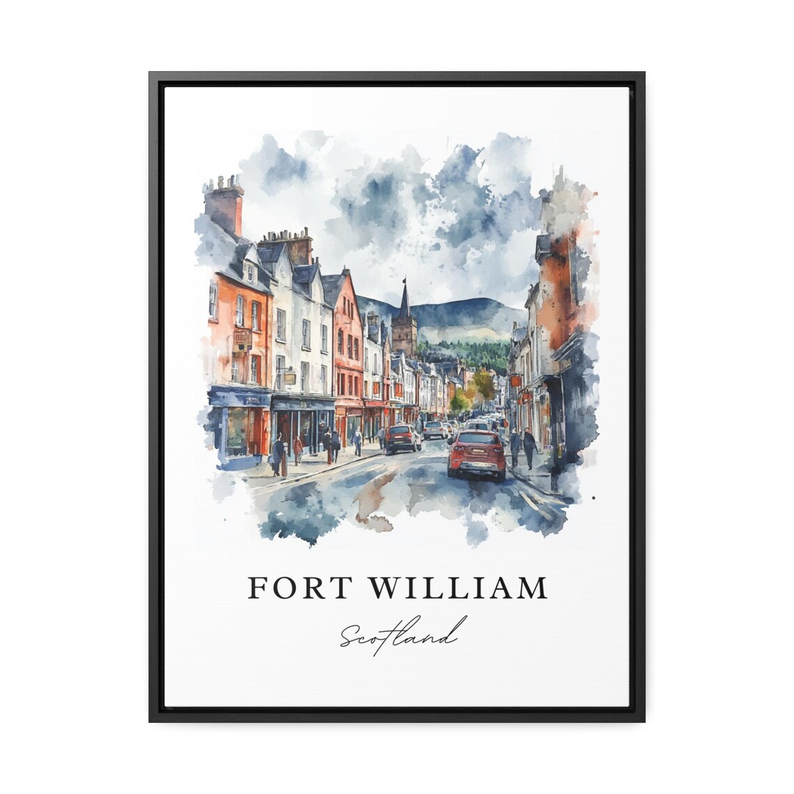 Fort William Scotland Highland Town Street Watercolor Art Poster - Image 3