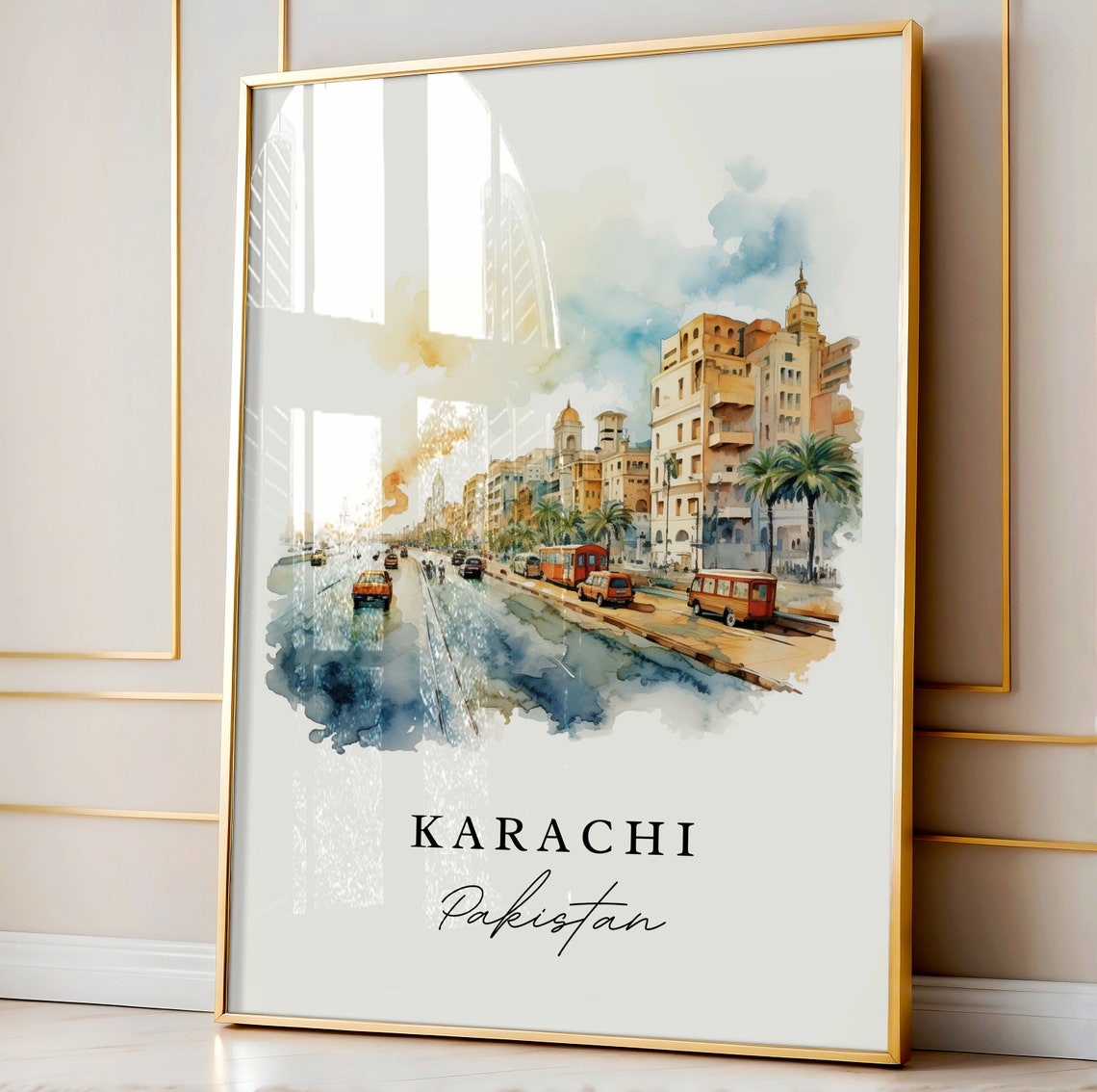 Karachi Pakistan Wall Art Poster Wedding Gift Birthday Present Custom Text Personalized - Image 3