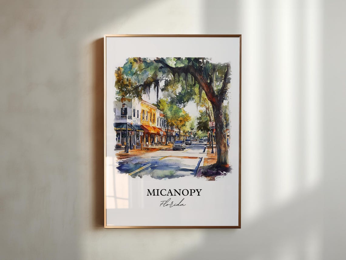 Micanopy Florida Spanish Moss Downtown Watercolor Travel Gift Poster - Image 4