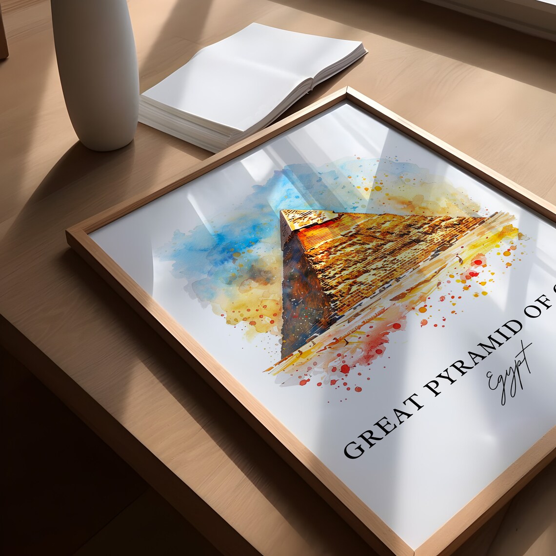Great Pyramid of Giza Egypt Desert Watercolor Landmark Travel Poster - Image 5
