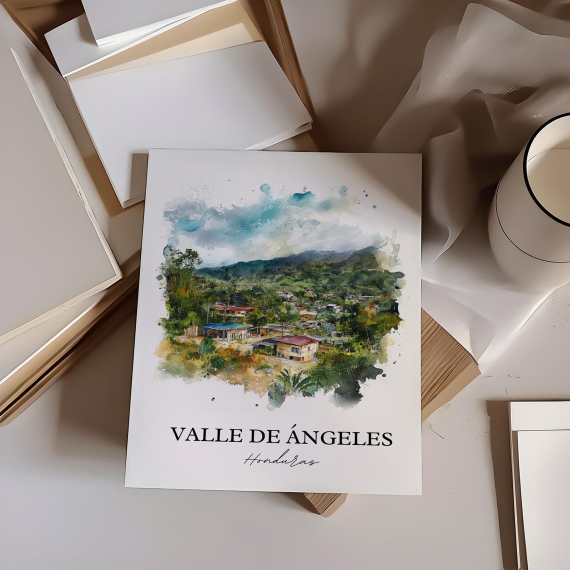 Valle De Ngeles Wall Art Honduras Print Watercolor Gift Travel Poster Housewarming - Image 3