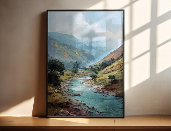Ybycui Paraguay National Park River Valley Mountains Watercolor Poster