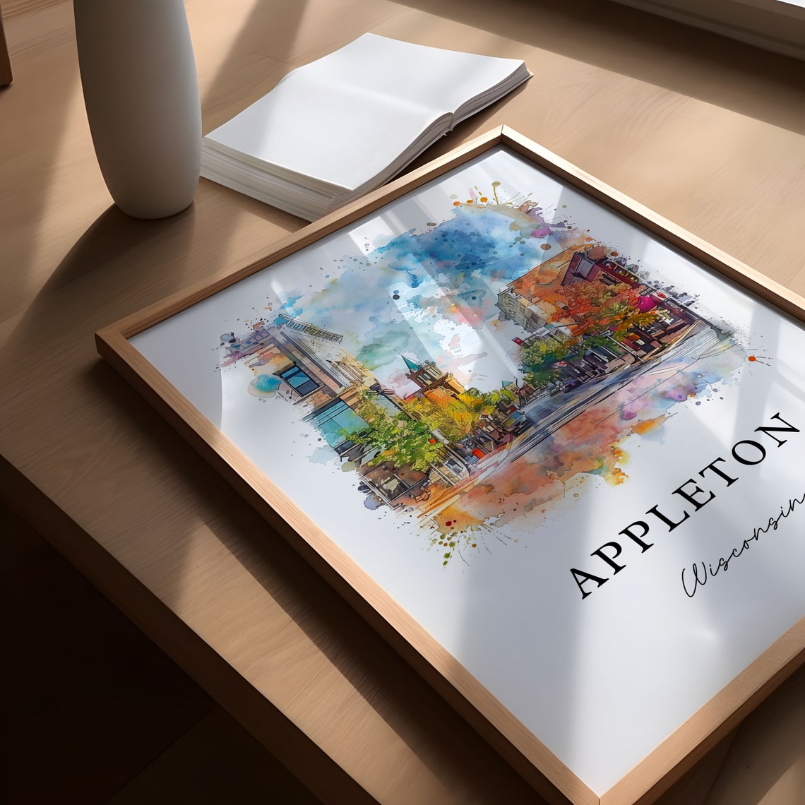 Appleton Wisconsin Historic Downtown Street Watercolor Poster - Image 5