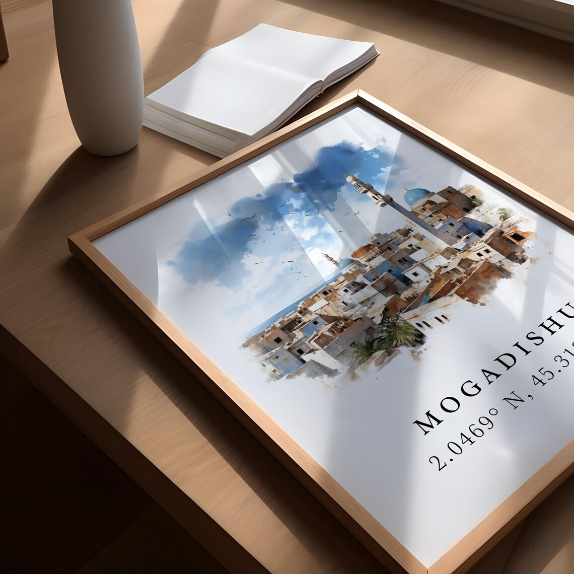 Mogadishu Historic Watercolor Old Town Minarets Travel Poster - Image 6