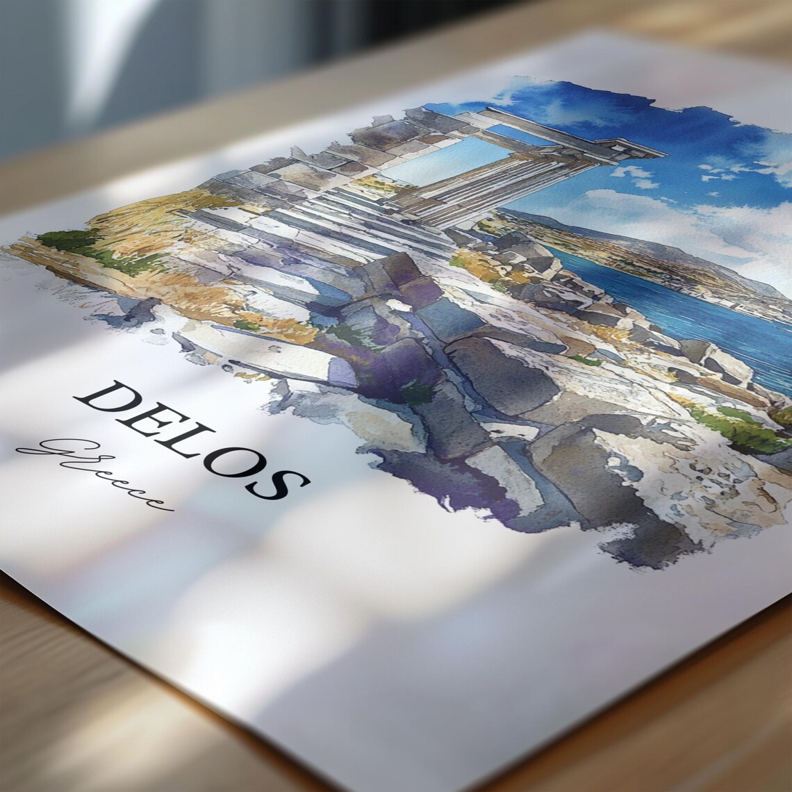 Delos Greece Ancient Ruins by the Sea Watercolor Travel Poster - Image 6