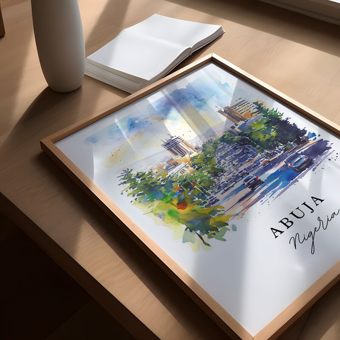 Abuja Watercolor Wall Art Nigeria Art Print - Image 6