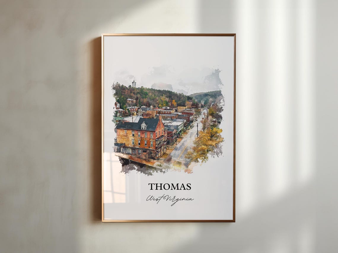 Thomas West Virginia Quaint Mountain Town Watercolor Art Poster - Image 5