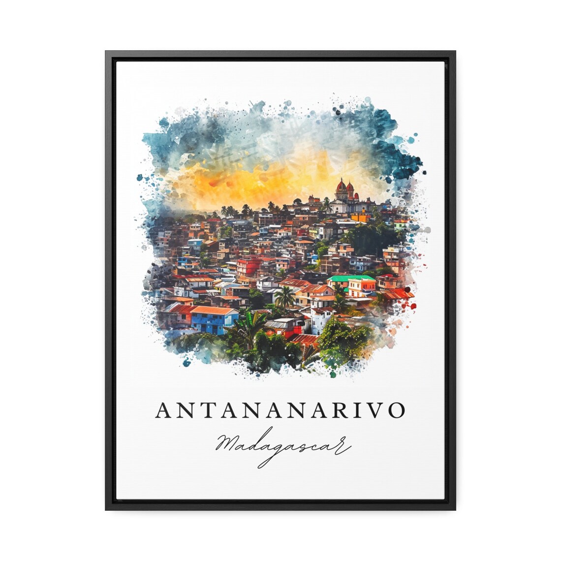 Antananarivo Madagascar Watercolor Hillside Cityscape Travel Poster - Image 3