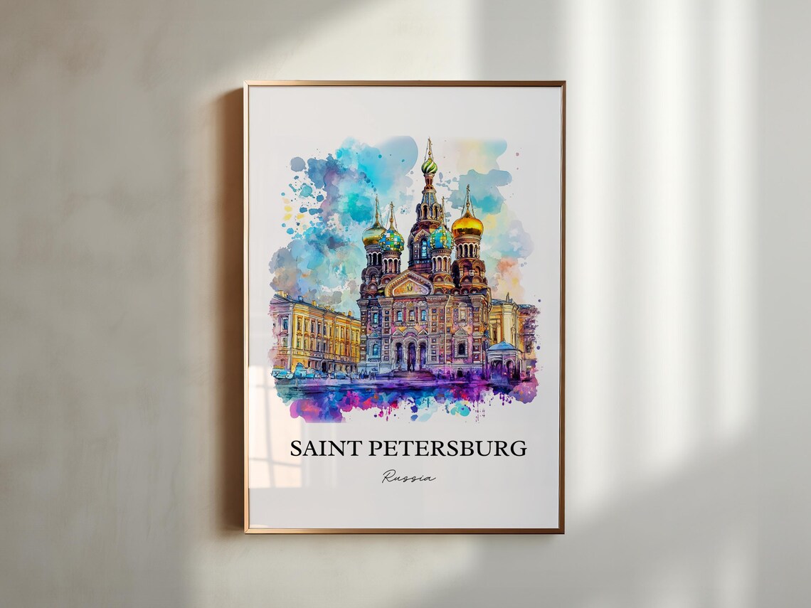Saint Petersburg Russia Church Spilled Blood Watercolor City Poster - Image 5