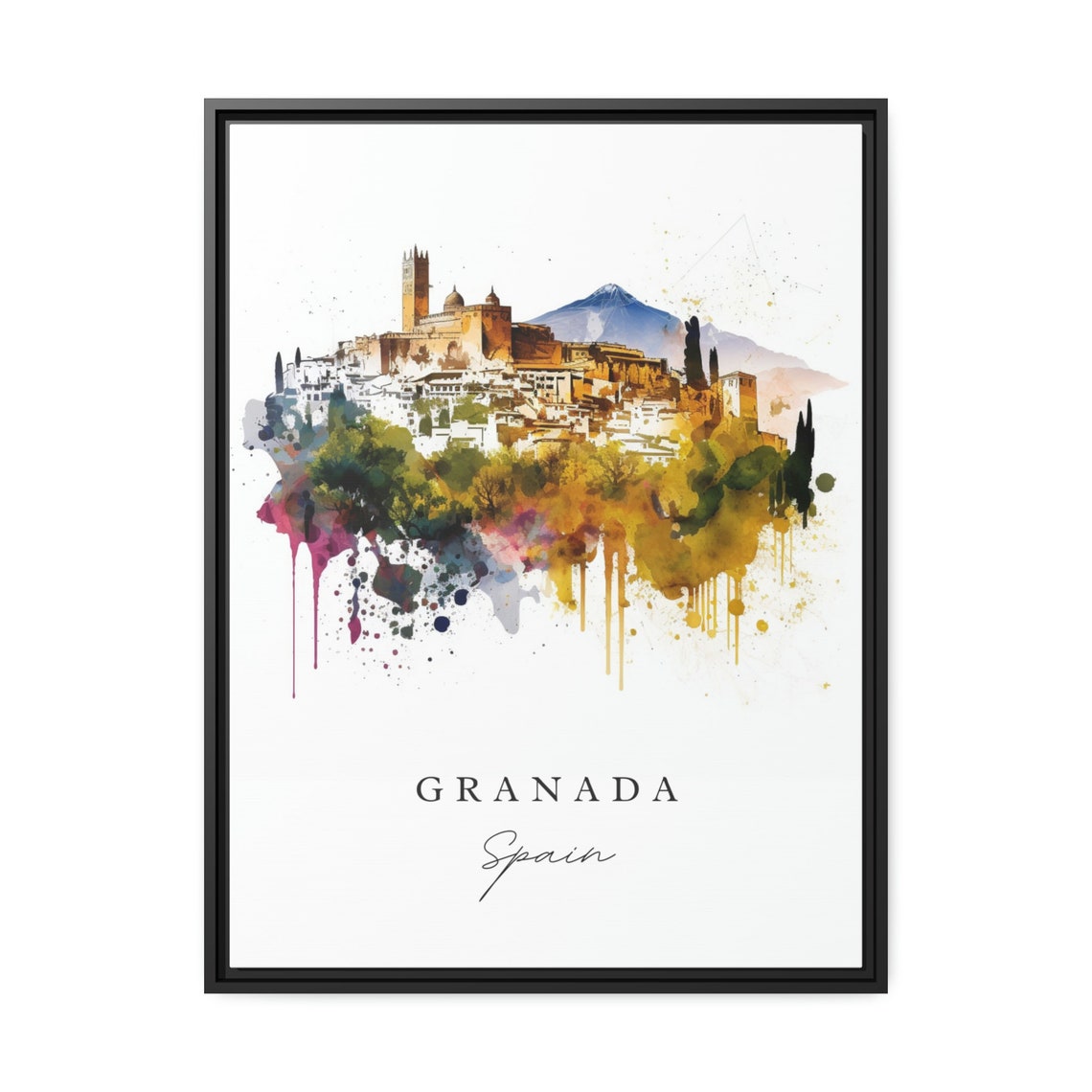 Granada Traditional Travel Poster, Spain Custom Text - Image 2