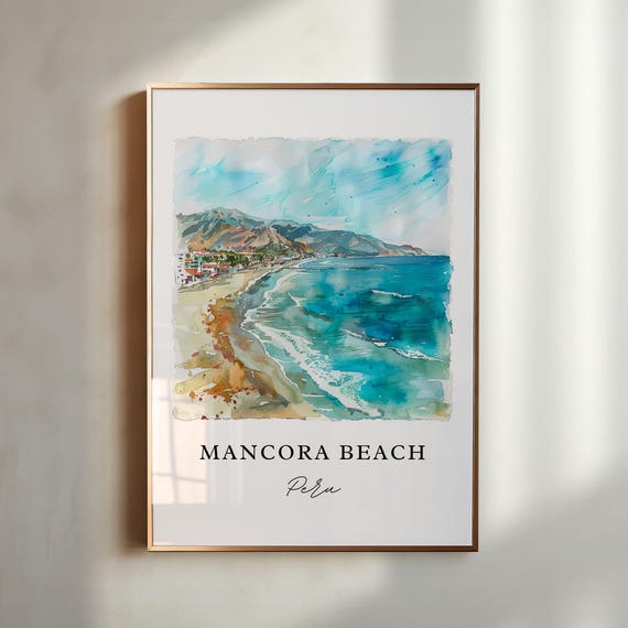 Mancora Beach Peru Art Print Watercolor Piura Region Gift Travel Poster Housewarming