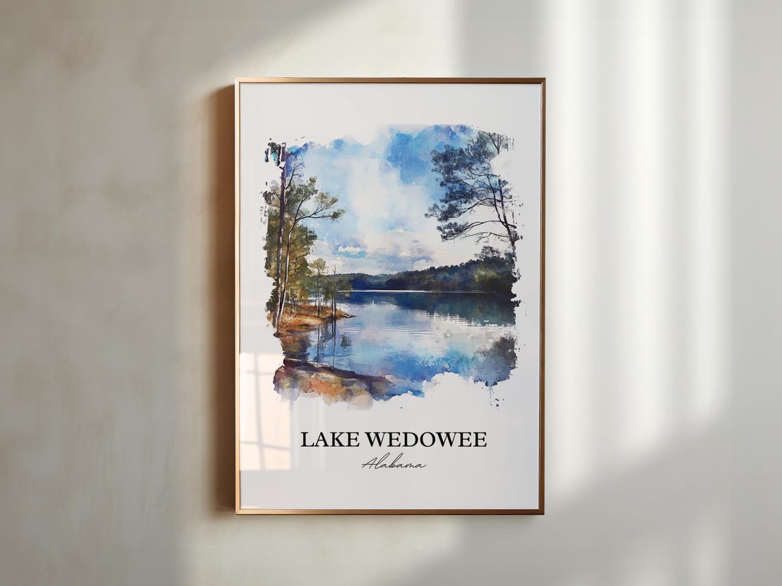 Lake Wedowee Alabama Still Water Pine Shore Sky Reflection Poster - Image 5
