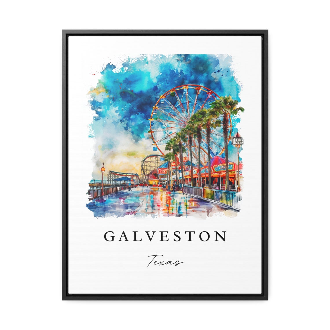 Galveston TX Travel Poster, Custom Text Art Print - Image 2