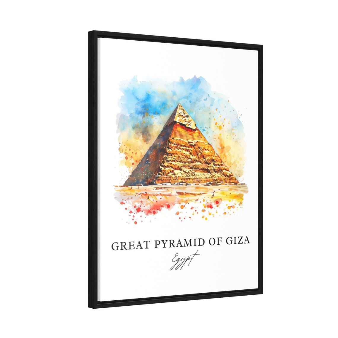 Great Pyramid of Giza Egypt Desert Watercolor Landmark Travel Poster - Image 2