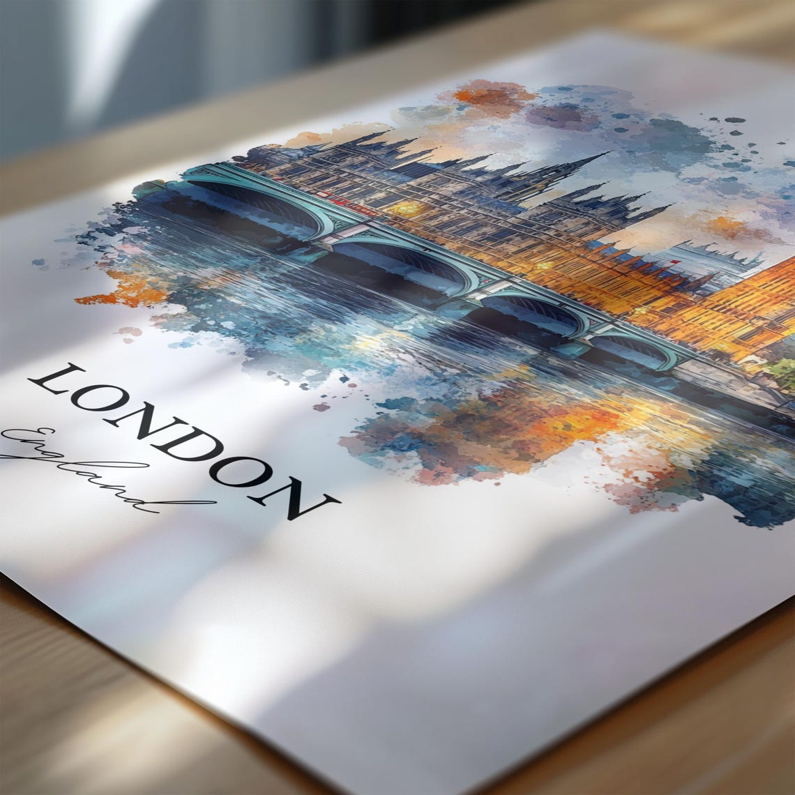 Big Ben England Watercolor Travel Poster, London - Image 6