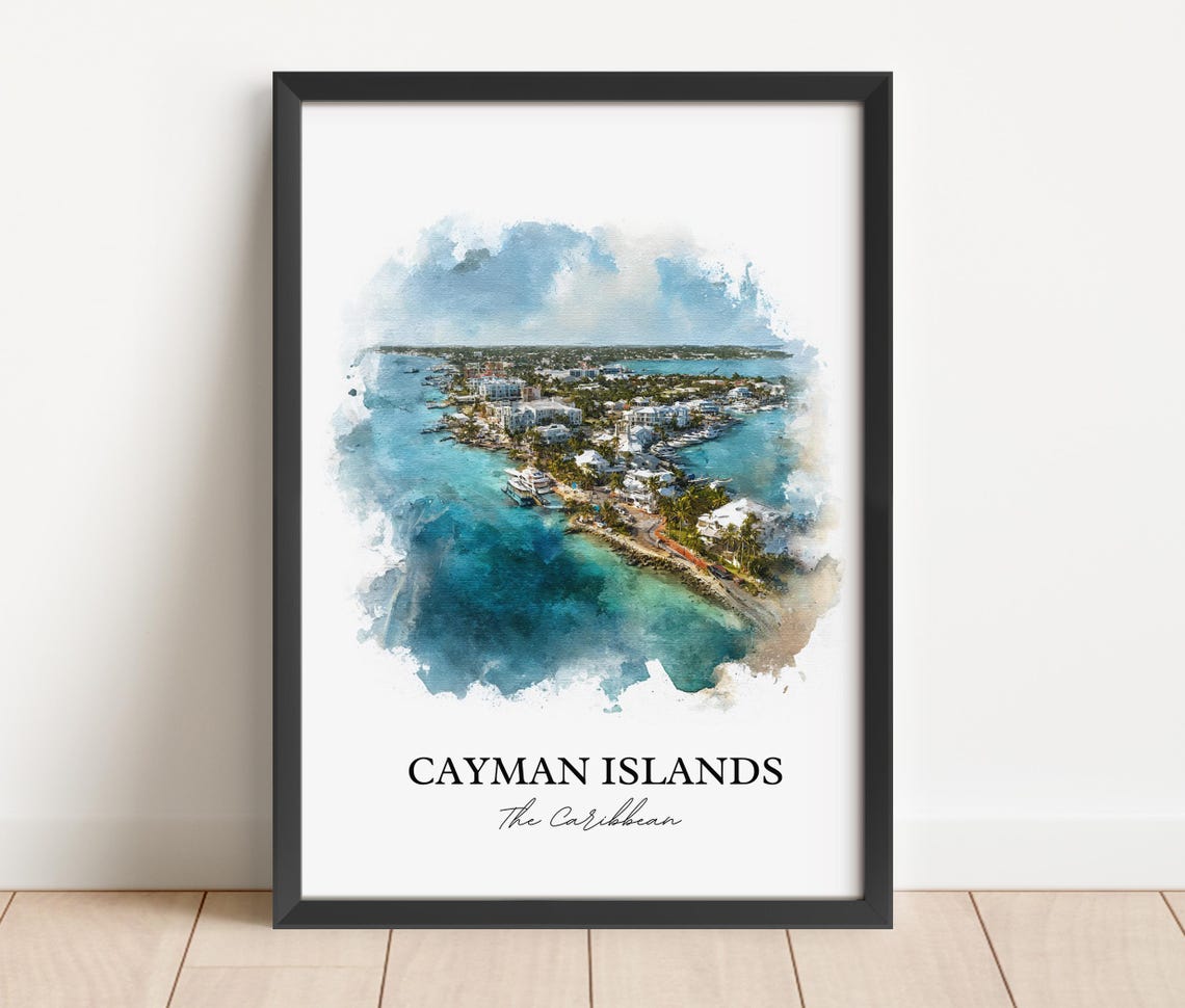Cayman Islands Watercolor Travel Poster, Caribbean - Image 2
