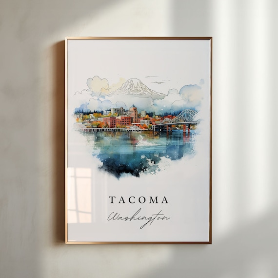 Tacoma WA Washington Poster Print, Custom Text