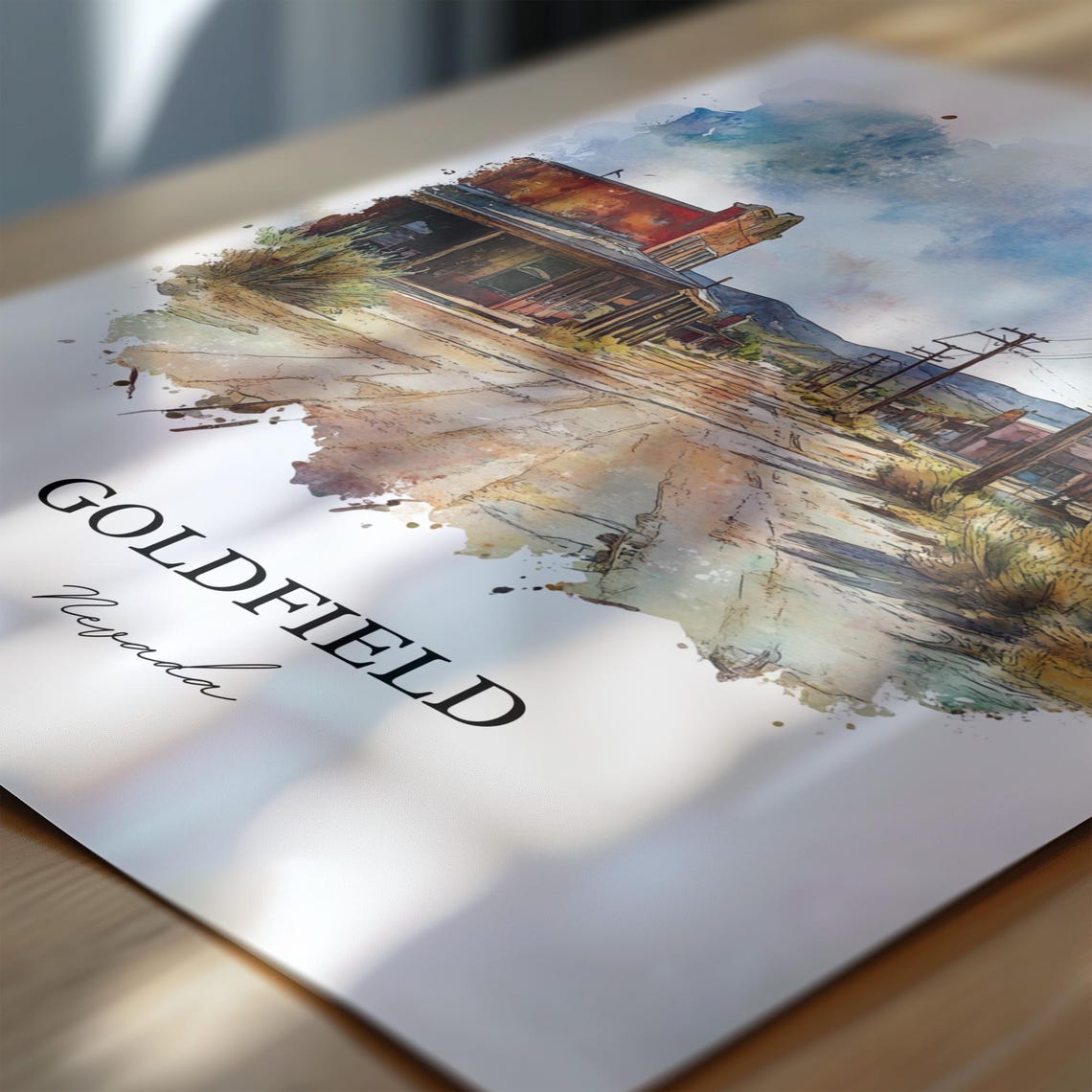 Goldfield Nevada Historic Mining Town Street Watercolor Poster - Image 6
