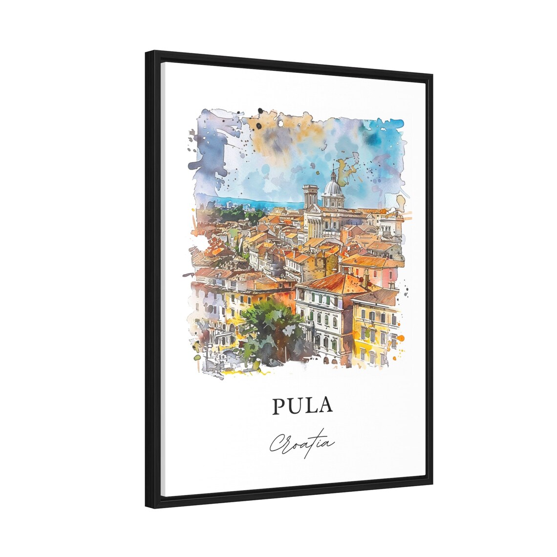 Pula Croatia Historic Old Town Cathedral Watercolor City Poster - Image 2