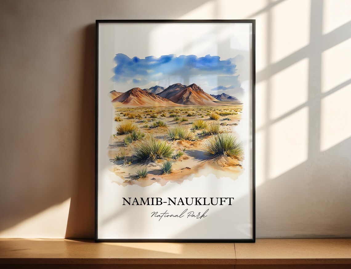 Namib Naukluft National Park Desert Mountains Watercolor Poster
