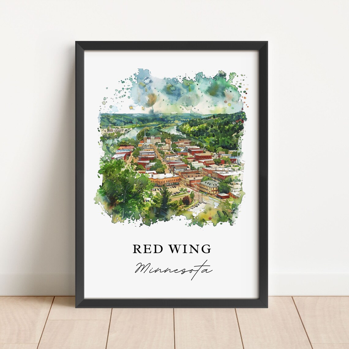 Red Wing Minnesota Watercolor Travel Poster