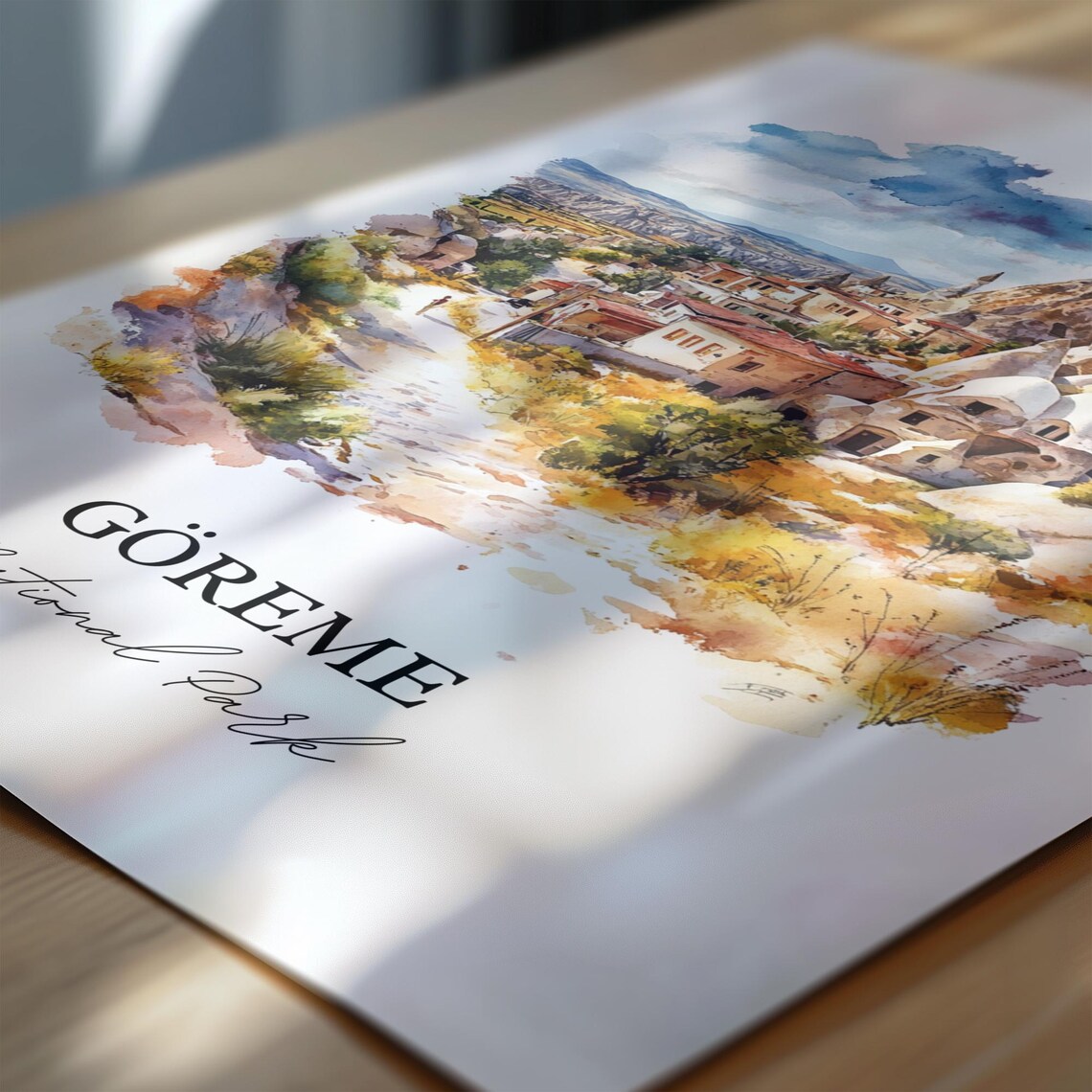 Goreme Cappadocia Turkey Fairy Chimneys Watercolor Travel Poster - Image 6