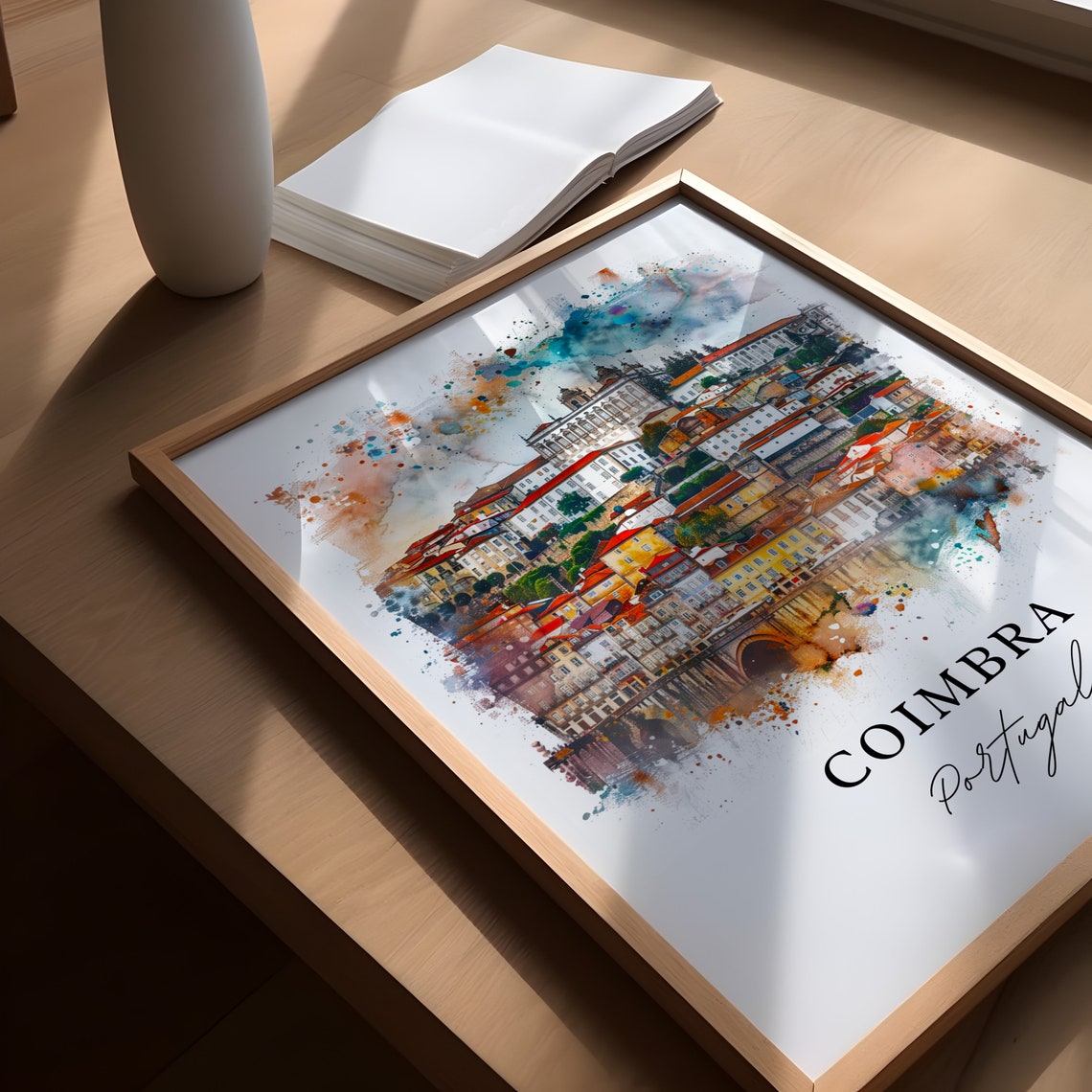 Coimbra Portugal Watercolor Travel Poster, Art Print - Image 5