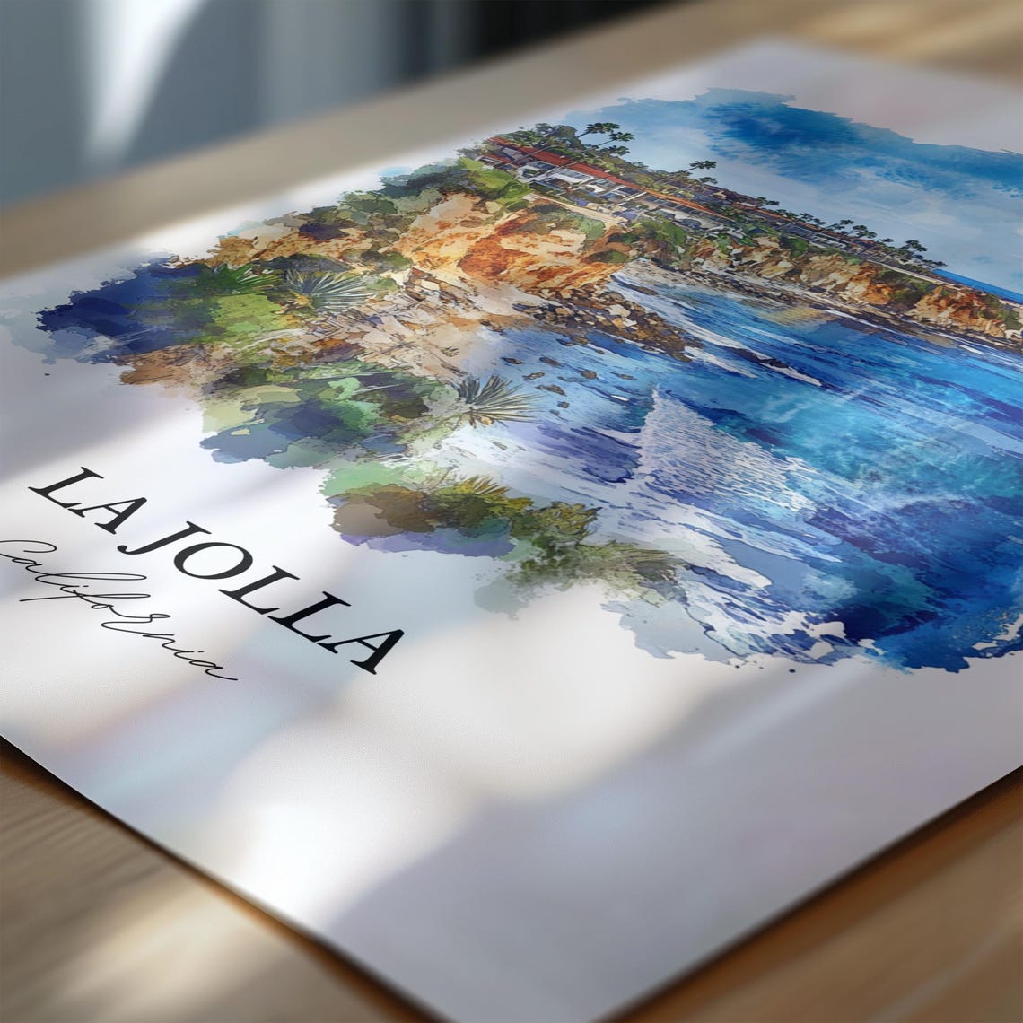 La Jolla California Coastal Cliff Ocean View Watercolor Poster - Image 6