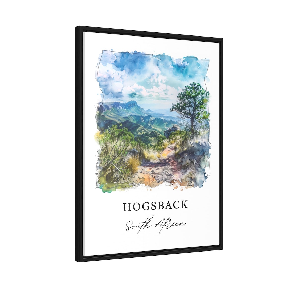 Hogsback South Africa Watercolor Of Mountain Trail And Peaks Poster - Image 2