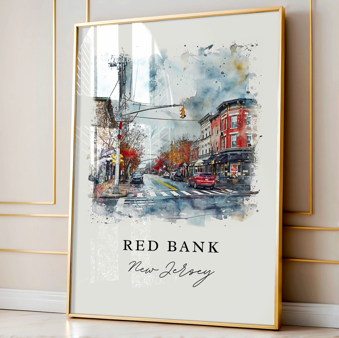 Red Bank Travel Poster, New Jersey Custom Text - Image 4