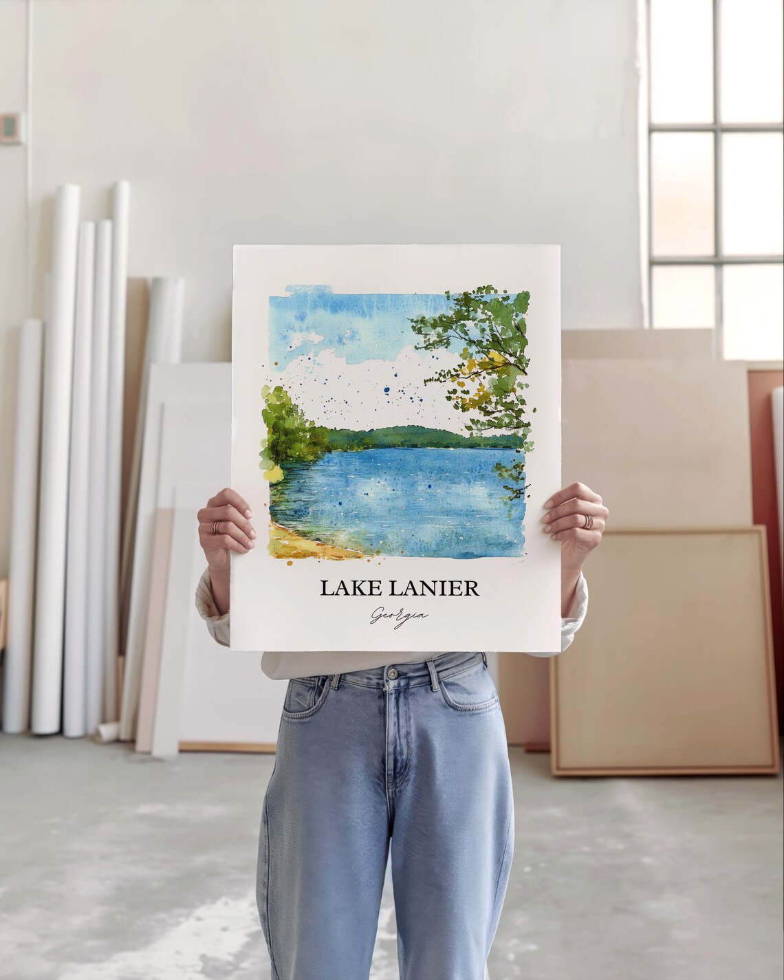 Lake Lanier Georgia Bright Blue Water Sunny Shoreline Poster - Image 3