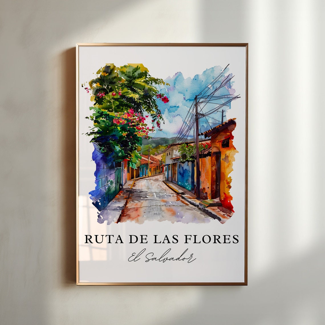 Ruta De Las Flores Wall Art El Salvador Print El Salvador Watercolor Ruta De Las Flores Gift Travel Print Housewarming Gift