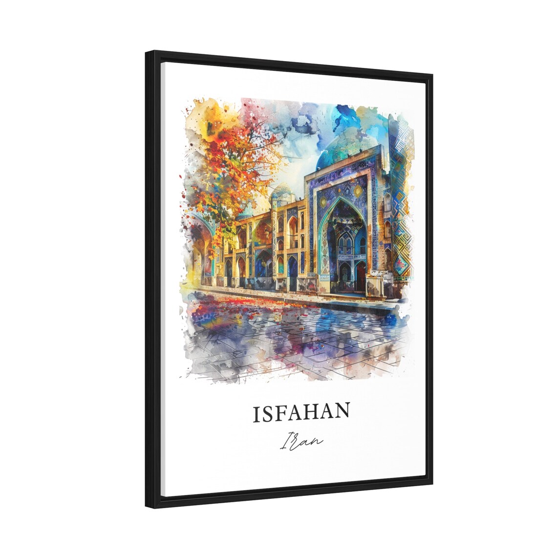 Isfahan Iran Watercolor Persian Tile Mosque Architecture Poster - Image 2