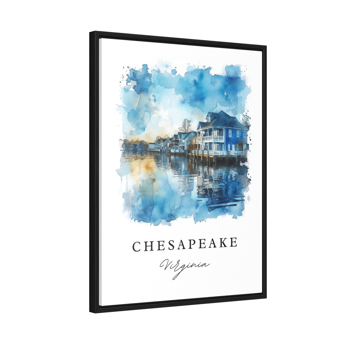 Chesapeake Virginia Serene Waterfront Homes Calm Reflection Poster - Image 2