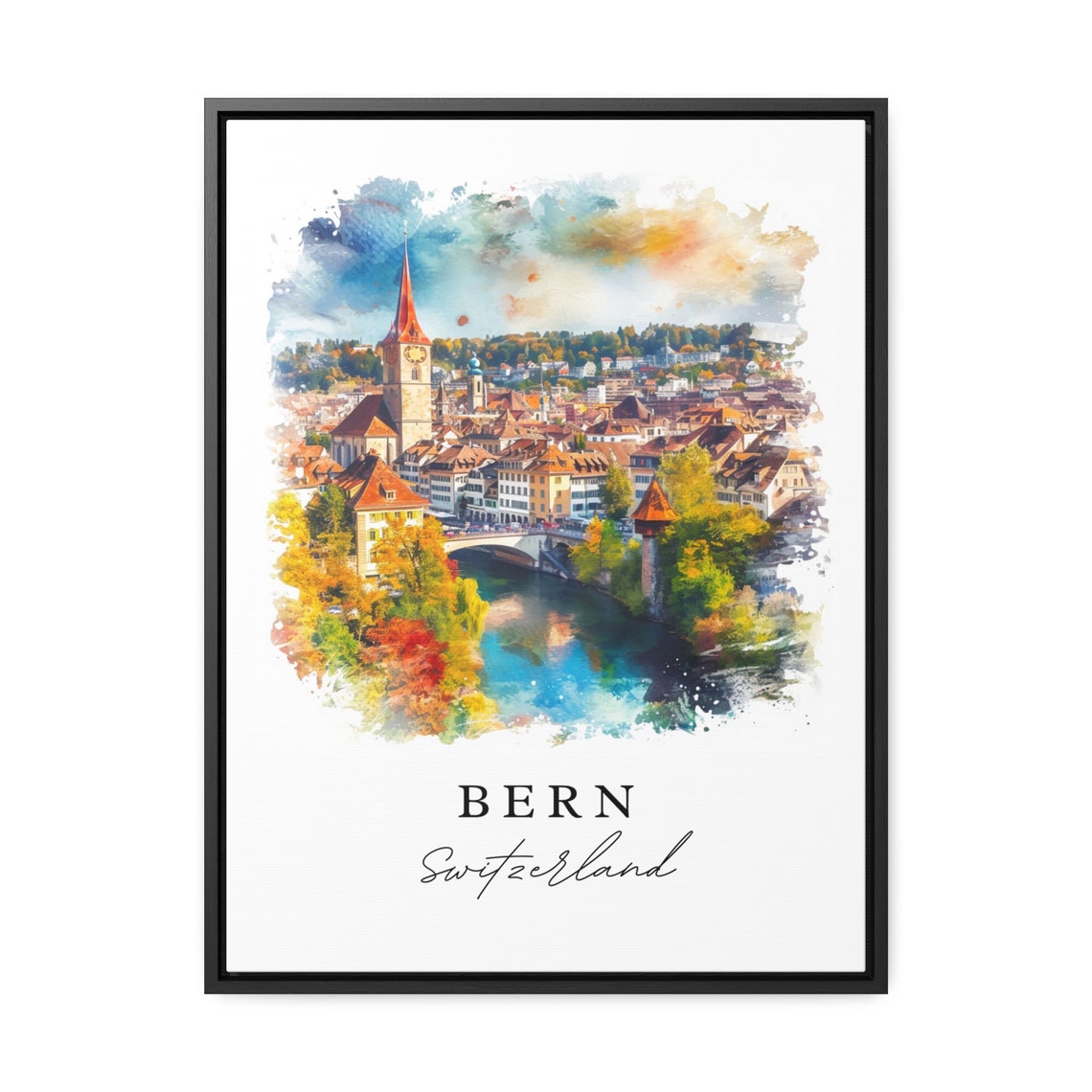 Bern Switzerland Travel Poster, Custom Text Print - Image 2