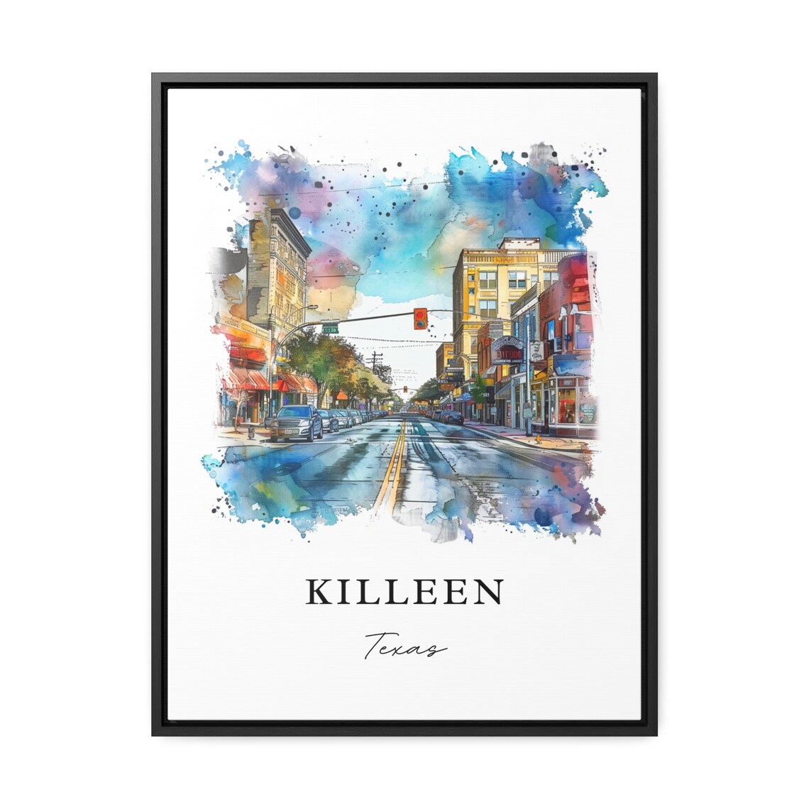 Killeen Texas Historic Downtown Main Street Watercolor Poster - Image 2